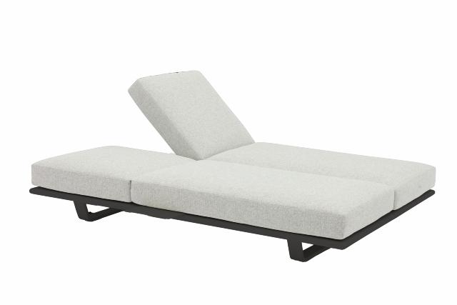 STAY FLEX double sunlounger charcoal frame + pillow stone
