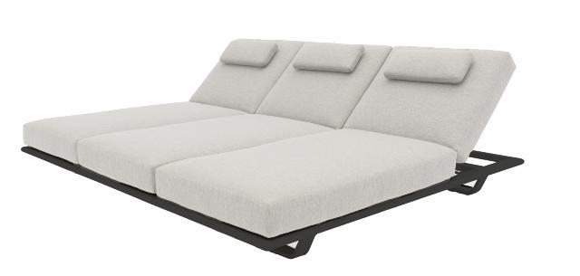 STAY FLEX triple sunlounger charcoal frame + pillow stone