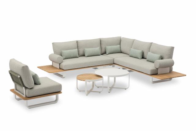 STAY NATURAL double lounge + arm rest white - light grey/green rope