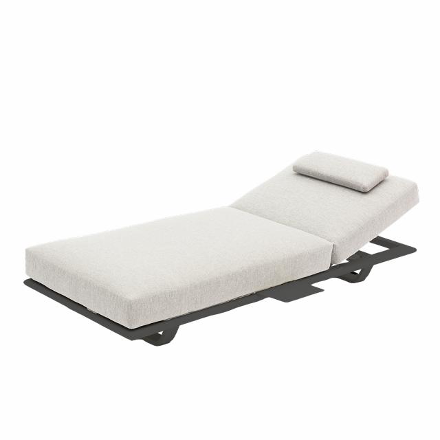 STAY FLEX single sunlounger charcoal frame + pillow stone