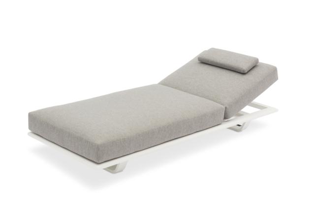 STAY FLEX single sunlounger white frame + pillow ashgrey