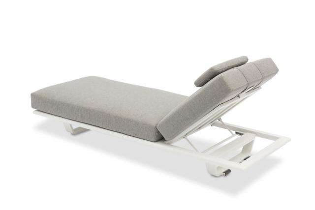 STAY FLEX single sunlounger white frame + pillow ashgrey