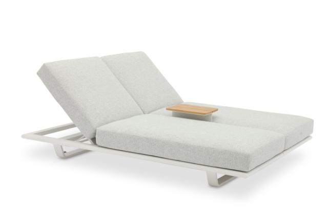STAY FLEX double sunlounger white frame + pillow stone