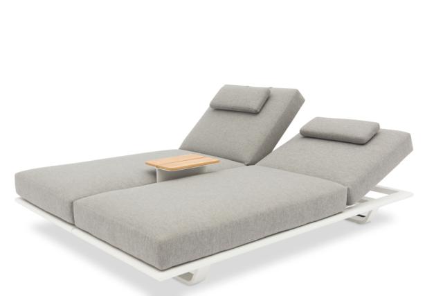 STAY FLEX double sunlounger white frame + pillow ashgrey