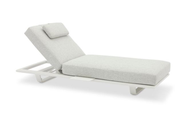 STAY FLEX single sunlounger white frame + pillow stone