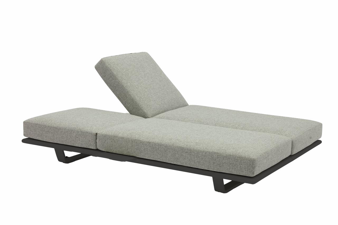 STAY FLEX double sunlounger charcoal frame + pillow ashgrey