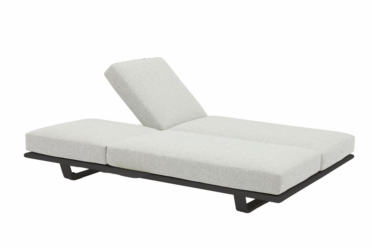 STAY FLEX double sunlounger charcoal frame + pillow stone