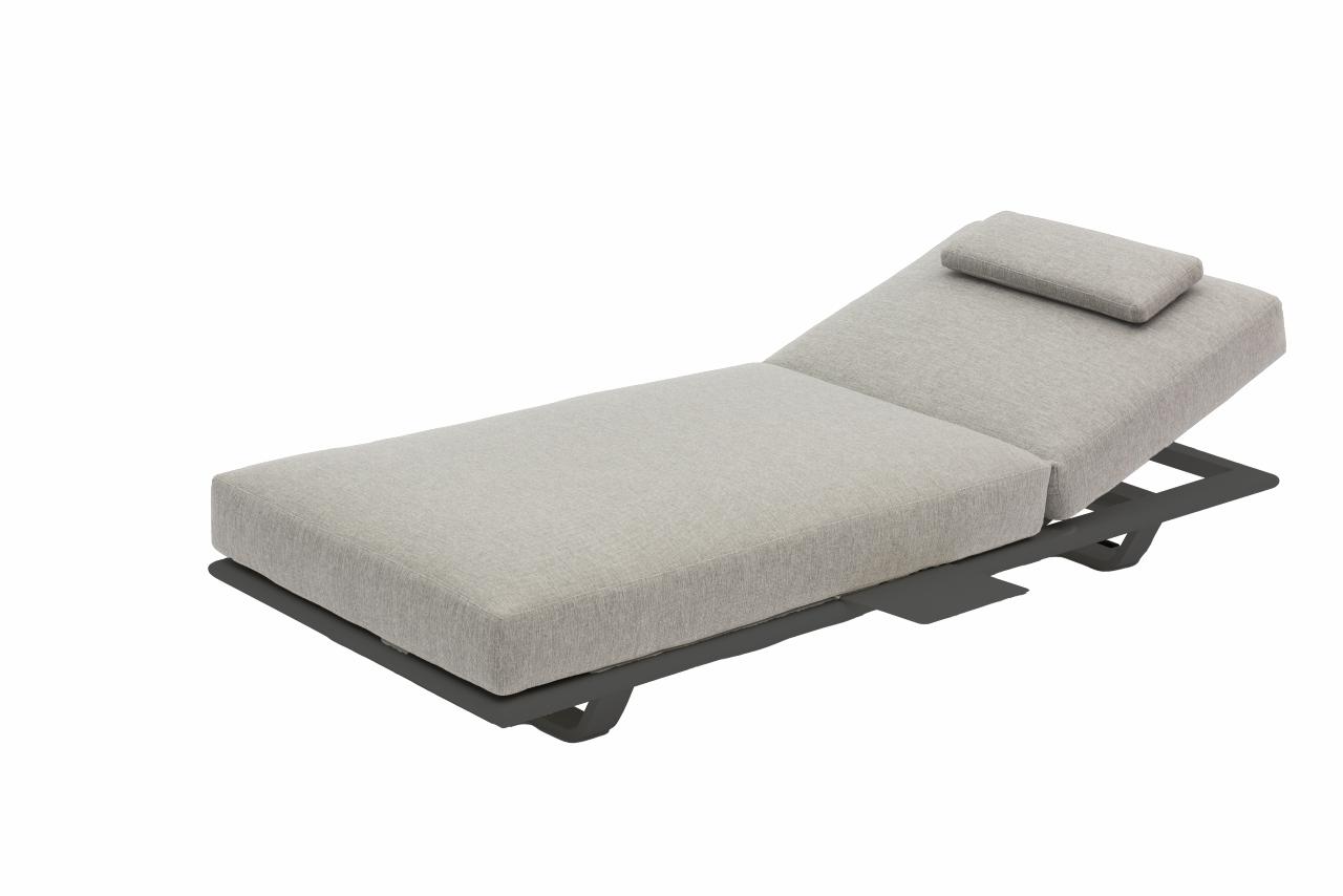 STAY FLEX single sunlounger charcoal frame + pillow ashgrey