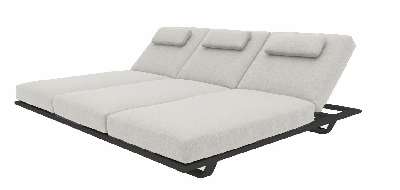 STAY FLEX triple sunlounger charcoal frame + pillow stone