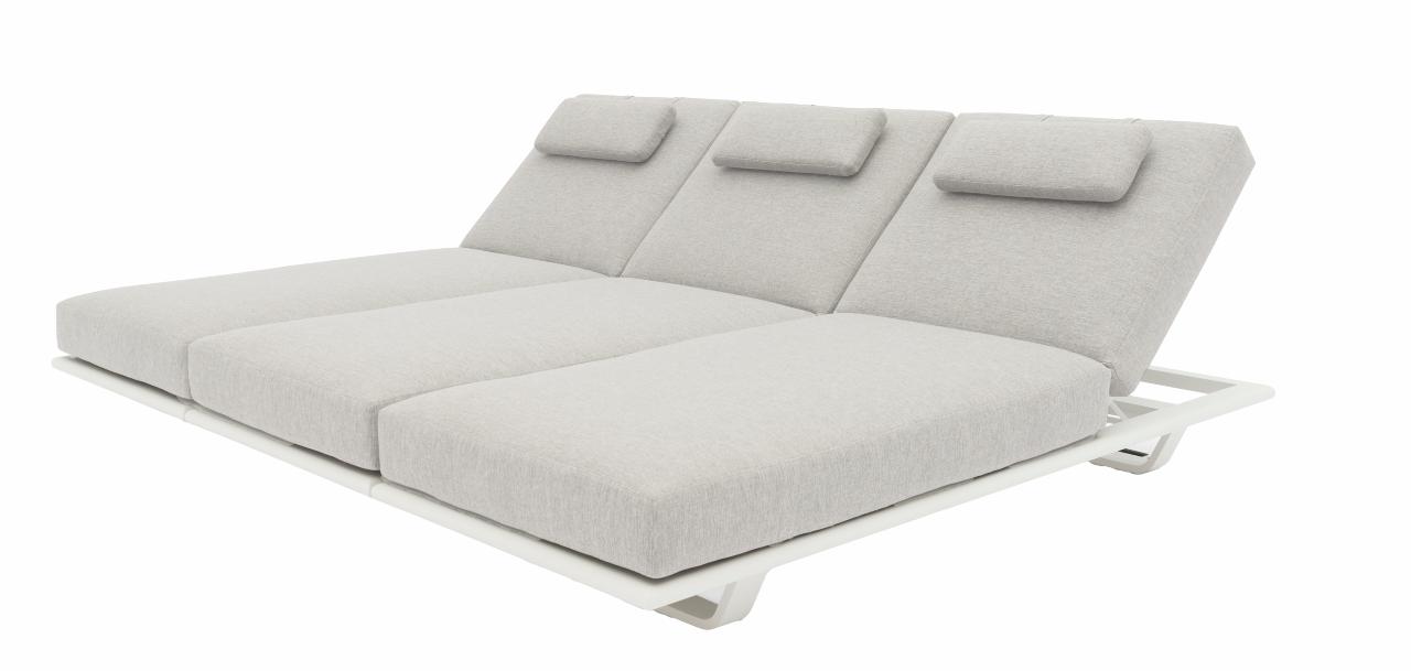 STAY FLEX triple sunlounger white frame + pillow stone