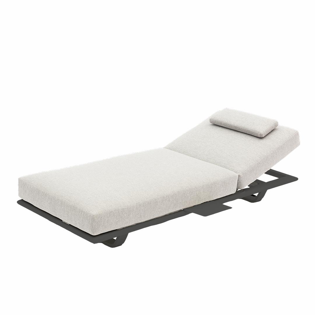 STAY FLEX single sunlounger charcoal frame + pillow stone