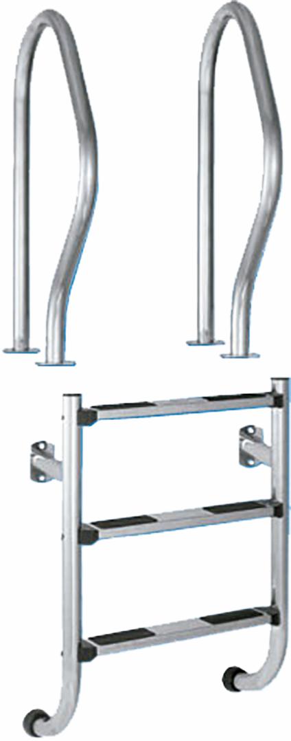 Ladder 2-delig 3 treden RVS 316 (incl montagekit)