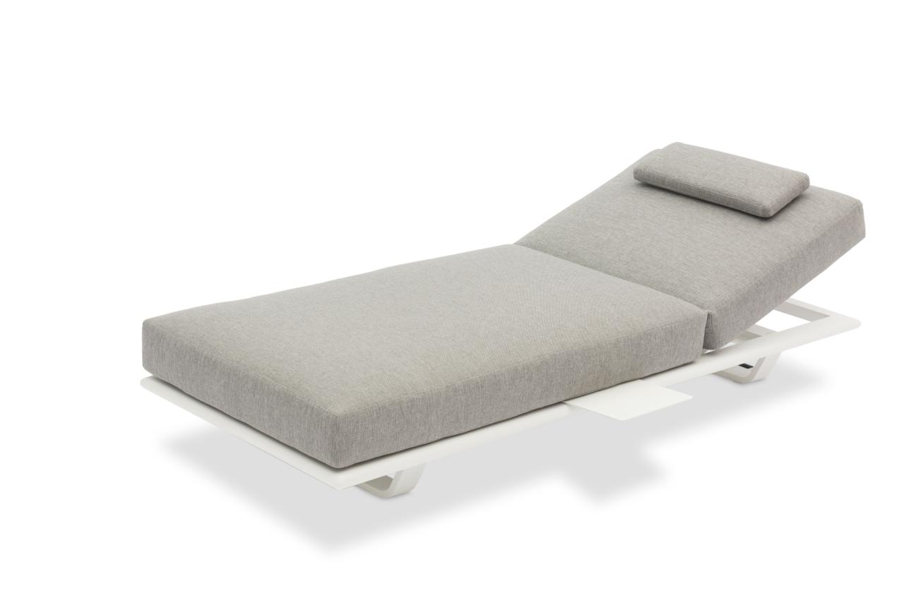 STAY FLEX single sunlounger white frame + pillow ashgrey