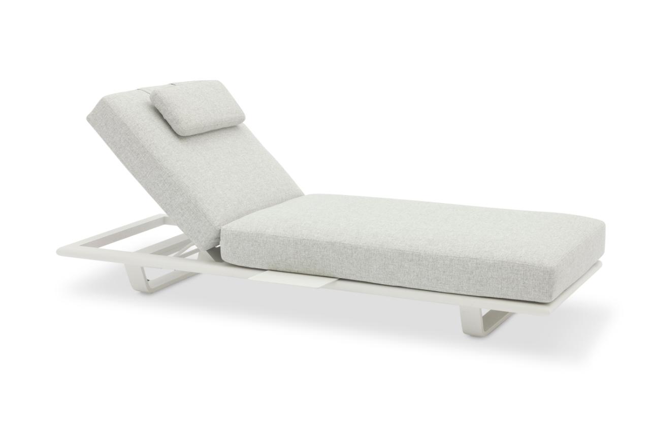 STAY FLEX single sunlounger white frame + pillow stone