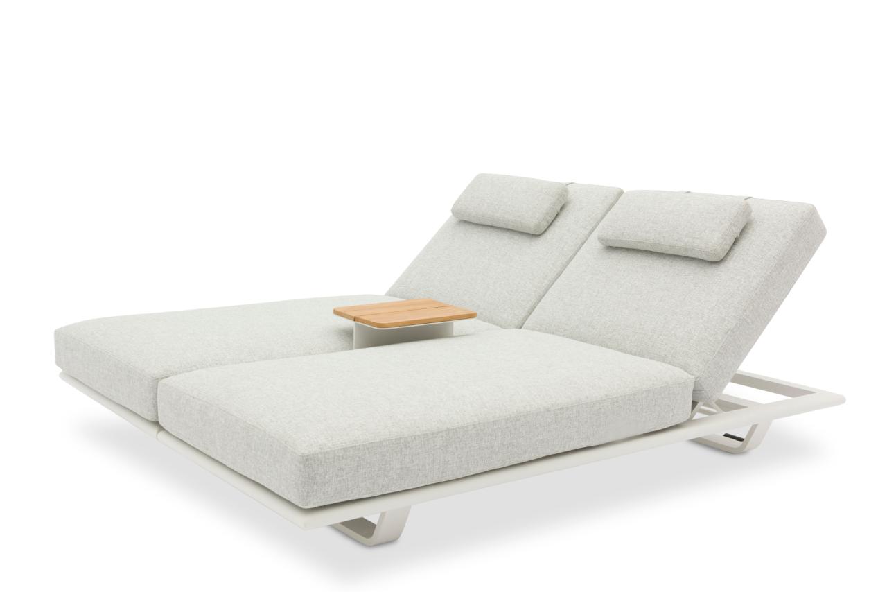 STAY FLEX double sunlounger white frame + pillow stone